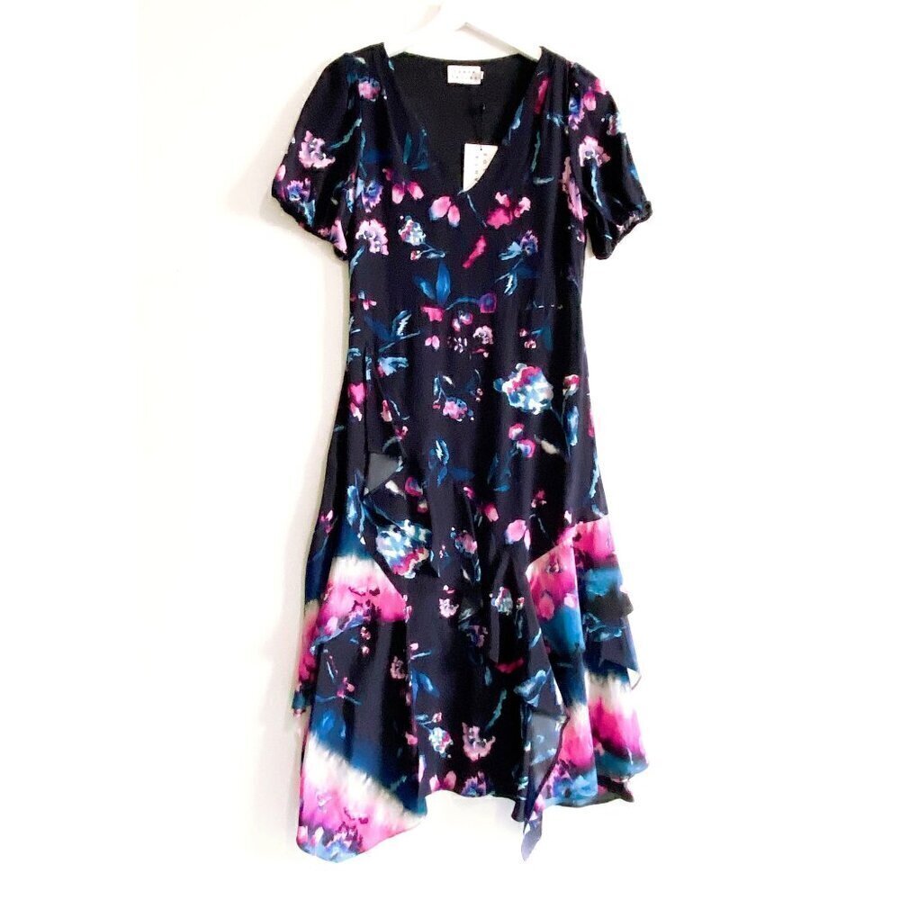 Tanya Taylor  Estrella Floral‎ Ruffle Dress, Size 4, Blue multi, New with tag